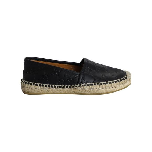 Gucci Guccissima Signature Espadrille Flats in Black Leather - Picture 1 of 8